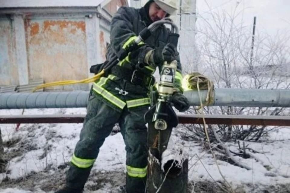 Пожарным пришлось проявить смекалку, чтобы спасти кота. Фото: vk.com/murman01