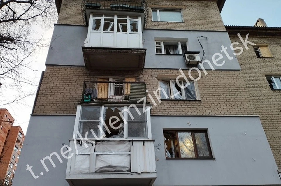 Последствия обстрела Донецка. Фото: ТГ/Кулемзин