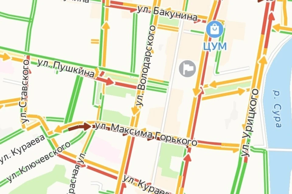 Поездку в центр города пока лучше отложить. (скриншот «Яндекс.Карт»)