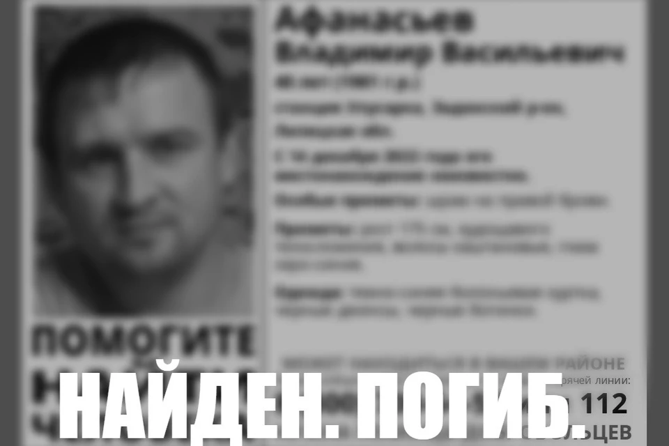 Пропавшего мужчину нашли погибшим