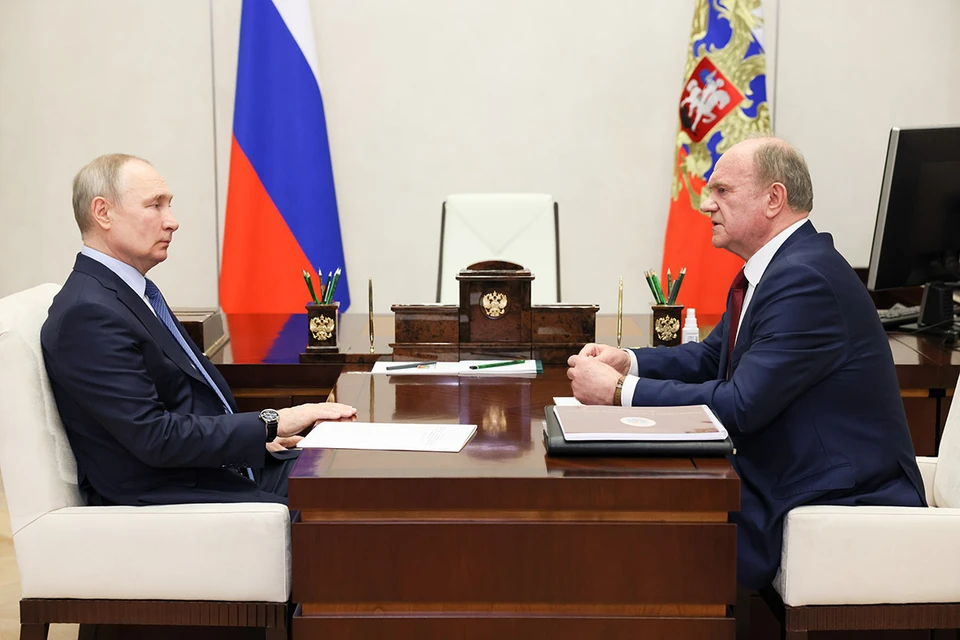 Встреча Владимира Путина с Геннадием Зюгановым длилась 10 минут. Фото: Михаил Метцель/POOL/ТАСС