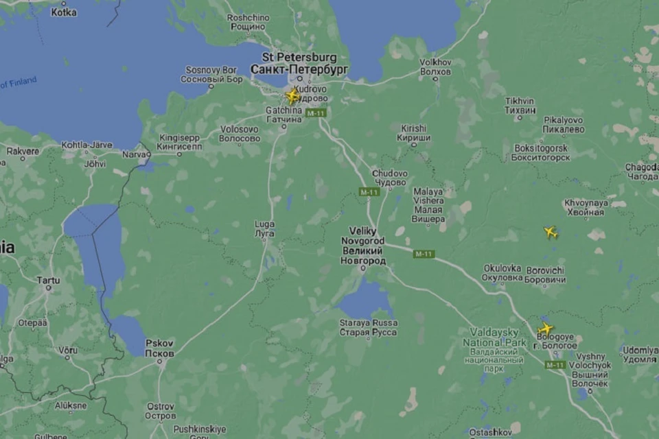 В небе над Петербургом нет ни одного самолета. Фото: flightradar24.com