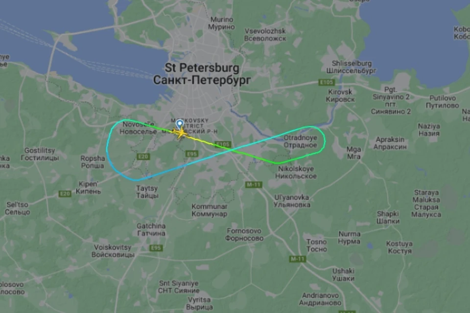 Самолет экстренно сел в Пулково. Фото: Flightradar24