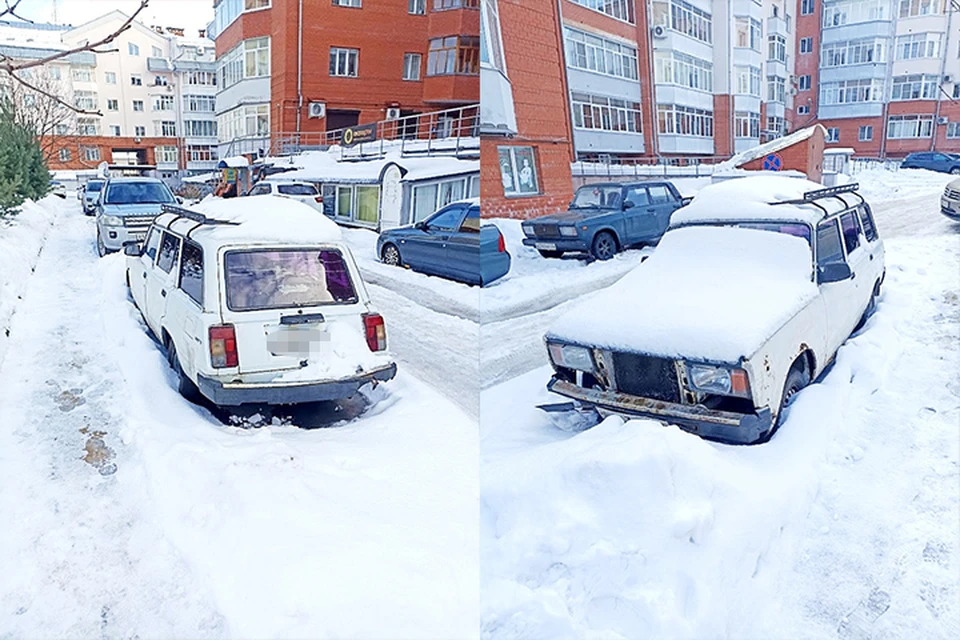 Брошенный ВАЗ припаркован на улице Лидии Базановой Фото: администрация Твери
