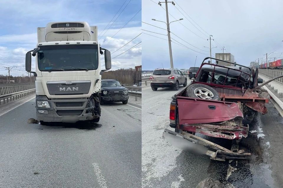 Фура сбила водителя, который менял колесо на дороге под Новосибирском. Фото: Госавтоинспекция по НСО