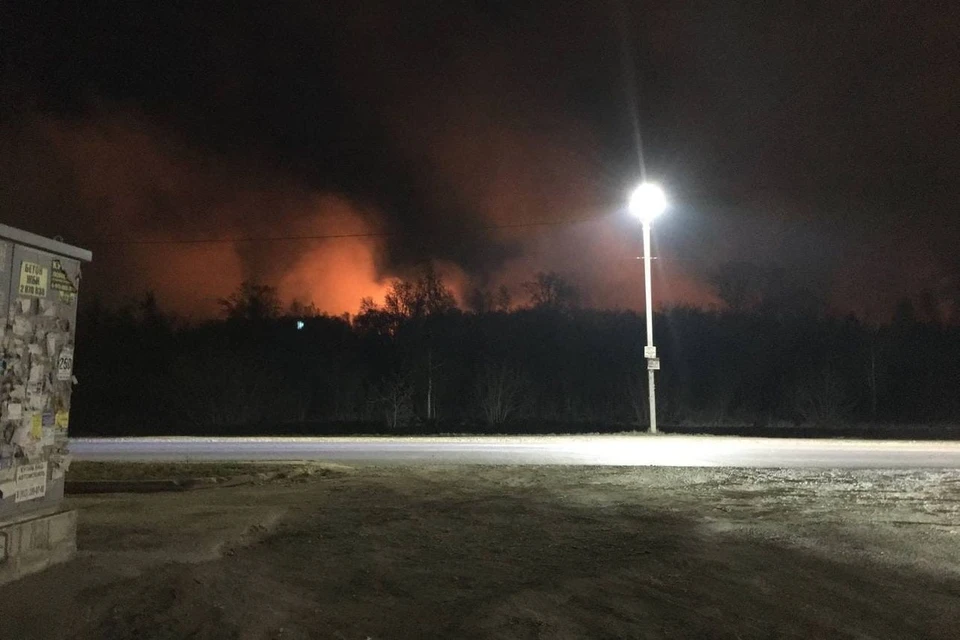 Пожар полыхает у Толмачево.