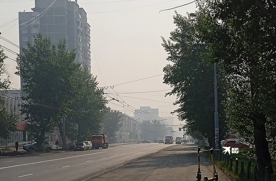 Видимость на улице Крауля из-за смога плохая