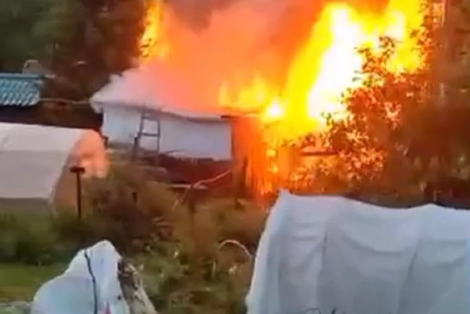 Крупный пожар произошел в СНТ под Новосибирском. Фото: стоп-кадр // "Новосибирск с огоньком".