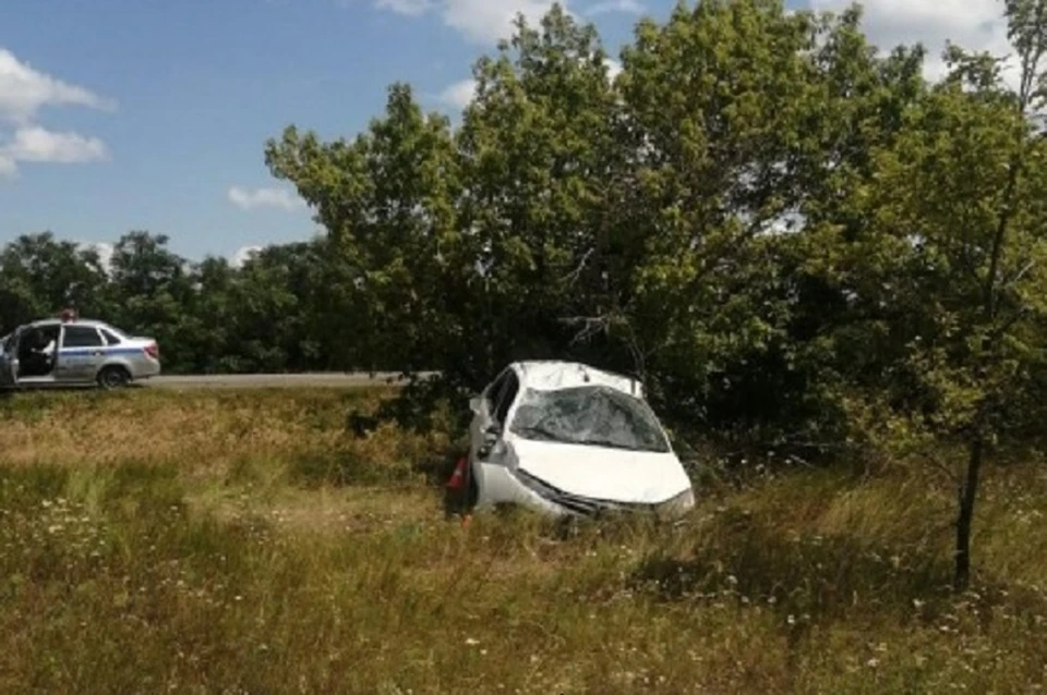 Под Волгоградом «Лада Гранта» вылетела с дороги и перевернулась