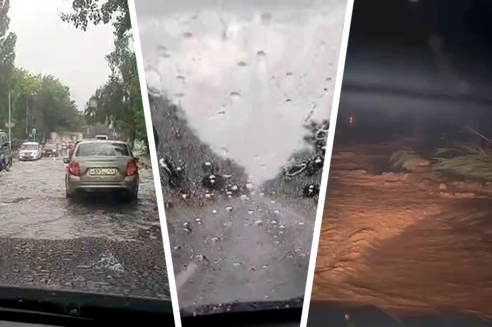 Потоки воды понеслись по трассам Ставрополья. Кадры из видео ГИБДД СК