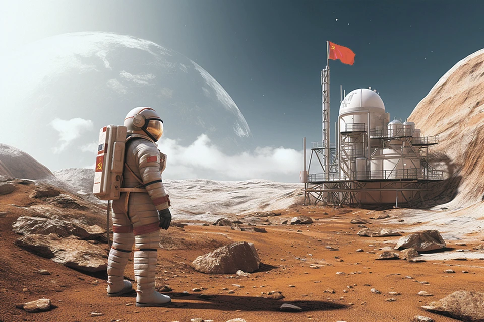 Так, по версии нейросетей, могла бы выглядеть первая обитаемая советская база на Марсе...