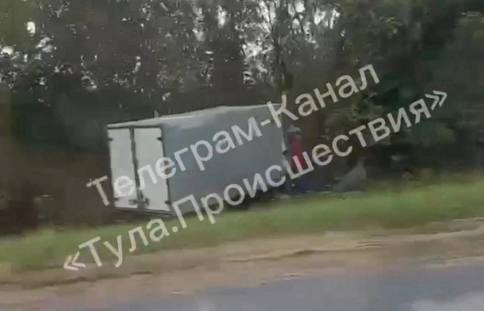 В Щекинском районе грузовой автомобиль съехал в кювет и срезался в дерево