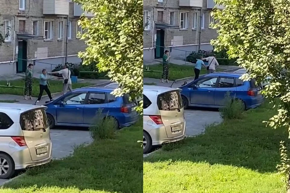 Двое мужчин устроили драку из-за женщины во дворе дома. Фото: «АСТ-54 Black»
