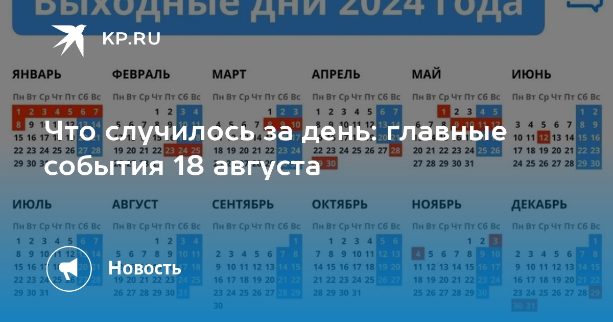 Что случилось за день: главные события 18 августа