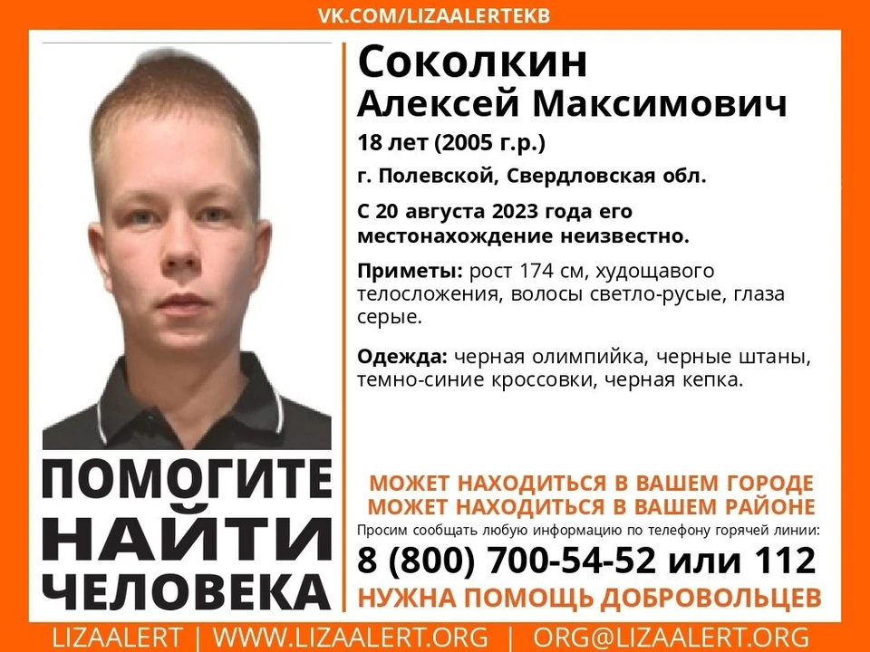 Ориентировка на пропавшего молодого человека. Фото: поисковый отряд «ЛизаАлерт»