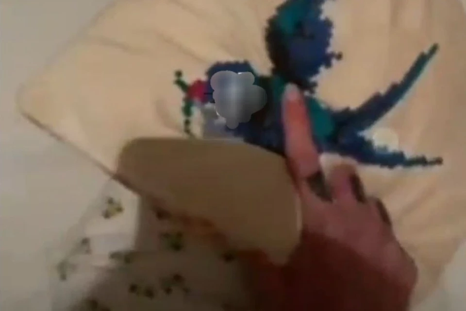 Скрин видео, на котором мать душит и бьет младенца подушкой. Предоставлено прокуратурой