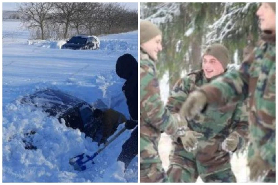 Пока жители страны тонули и погибали в сугробах, солдаты играли в снежки (Коллаж КП).