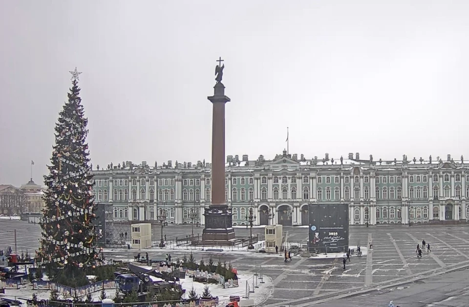 В Петербурге нарядили праздничную елку. Фото: Онлайн-трансляция с Дворцовой площади