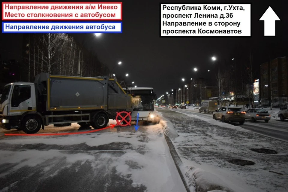 В Ухте столкнулись грузовик и автобус: четверо пострадали.