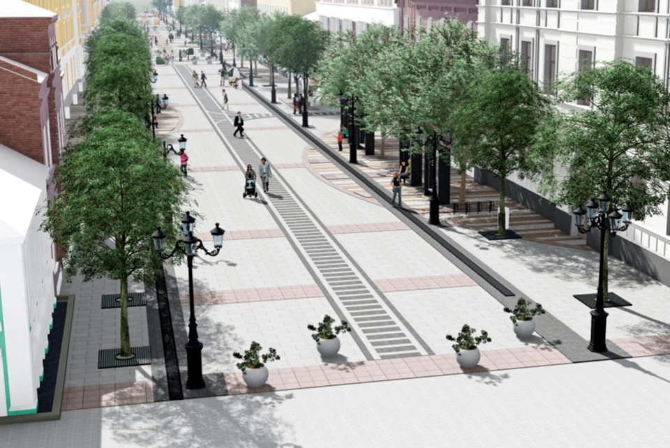 "Визуалка" проекта благоустройства главной пешеходной улицы Твери. Будет ли так в жизни?