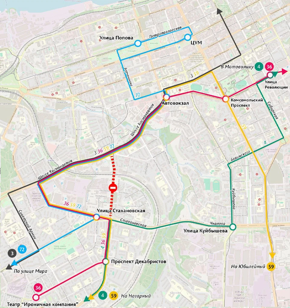 В Перми напомнили схему движения автобусов после закрытия улицы Карпинского  - KP.RU