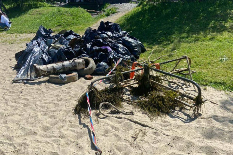 10 кубометров мусора и детскую карусель собрали со дна и берегов залива Якоби.