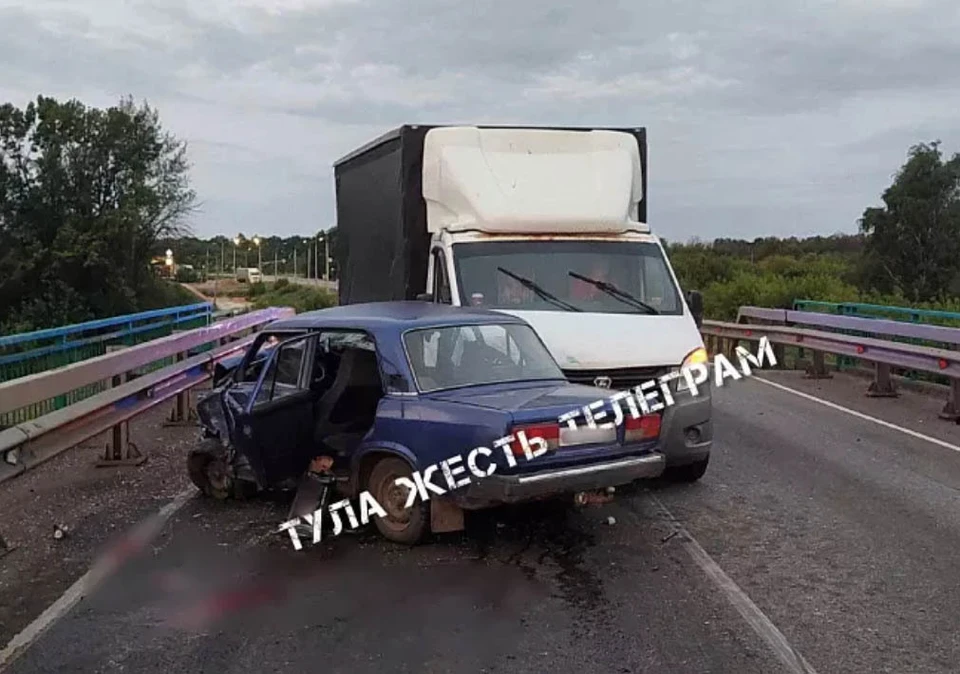 На мосту на трассе М-4 «Дон» в Ефремовском районе Тульской области столкнулись «ГАЗель» и легковушка. Фото: telegram-канал «Тула Жесть».