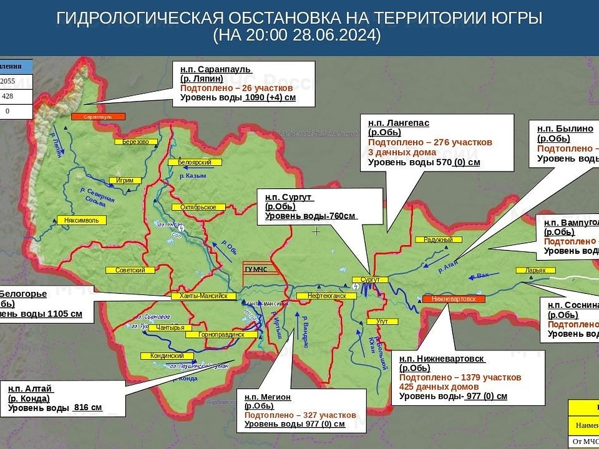 В Югре затоплено уже 2055 приусадебных участков и 428 дачных домов - KP.RU