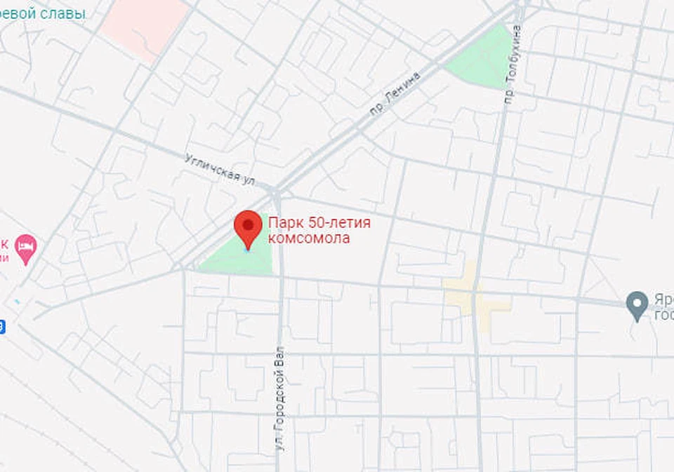 Конструкцию разместят у парка 50-летия ВЛКСМ. Скриншот: Google Maps