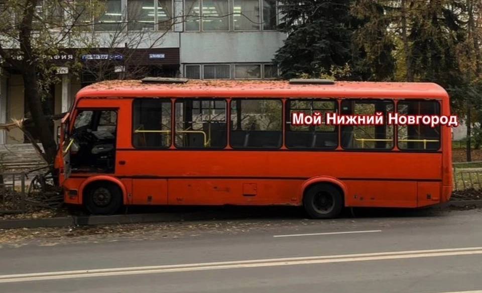 Маршрутка с пассажирами врезалась в дерево в Нижнем Новгороде. Фото: тг-канал "Мой Нижний Новгород"