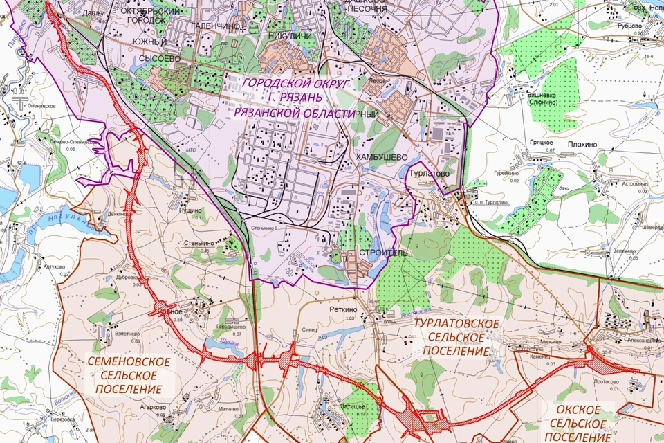 Одна из схем будущего Южного обхода Рязани с отведенными под него землями.