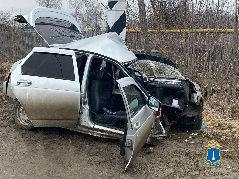 В Ульяновской области после столкновения легковушки со столбом пострадал мужчина. Фото Госавтоинспекция УО