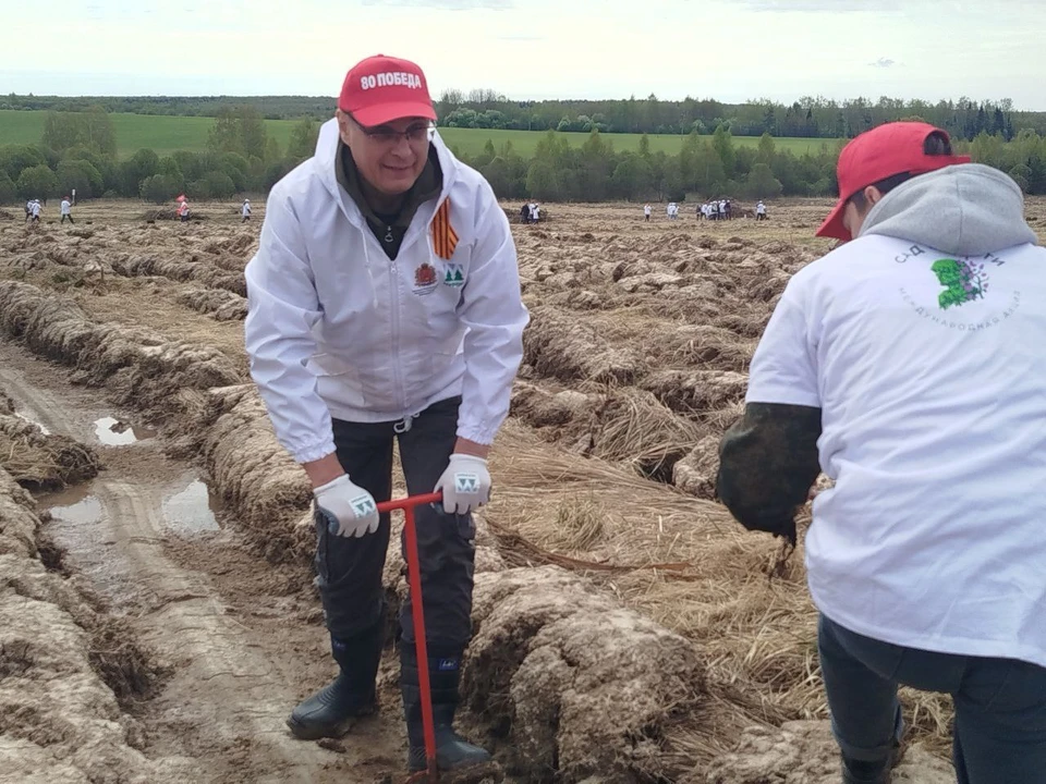 Губернатор Владимирской области Александр Авдеев на высадке геоглифа