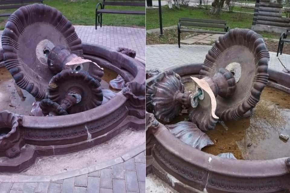 Разрушенный фонтан. Фото: администрация Ярского района
