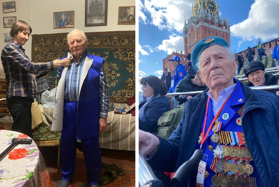 На снимке №1 - примерка нового костюма, который Федор Тимофеевич сшил к 80-летию Великой Победы. Фото предоставлено Александром Тюменцевым