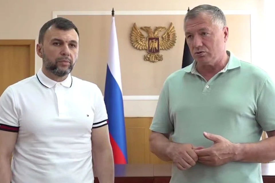 Хуснуллин и Пушилин проработали меры по преодолению водного кризиса в ДНР. Фото: ТГ/Пушилин