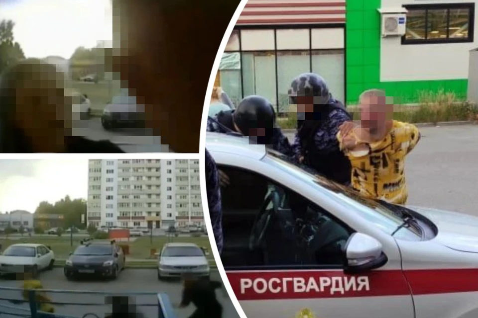 Грабитель (справа) сперва попытался отнять телефон у девушки, а затем разнес магазин. Фото: Предоставлено потерпевшей // Предоставлено очевидцами