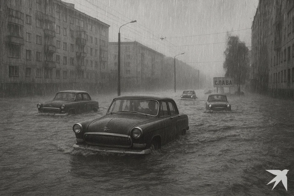 В 1983 году из-за ливня на дороге к Уралмашу был метр воды Фото: сгенерировано нейросетью