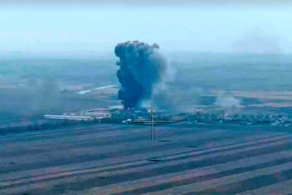 По полученным координатам с БПЛА расчёт РСЗО БМ-21 «Град» выполнил огневую задачу, уничтожив склад ГСМ.