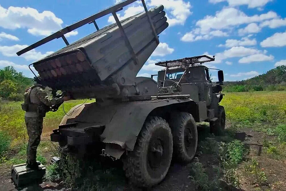 боевая работа расчета РСЗО «Град» 1-й гвардейской танковой армии группировки войск «Запад» в зоне проведения специальной военной операции