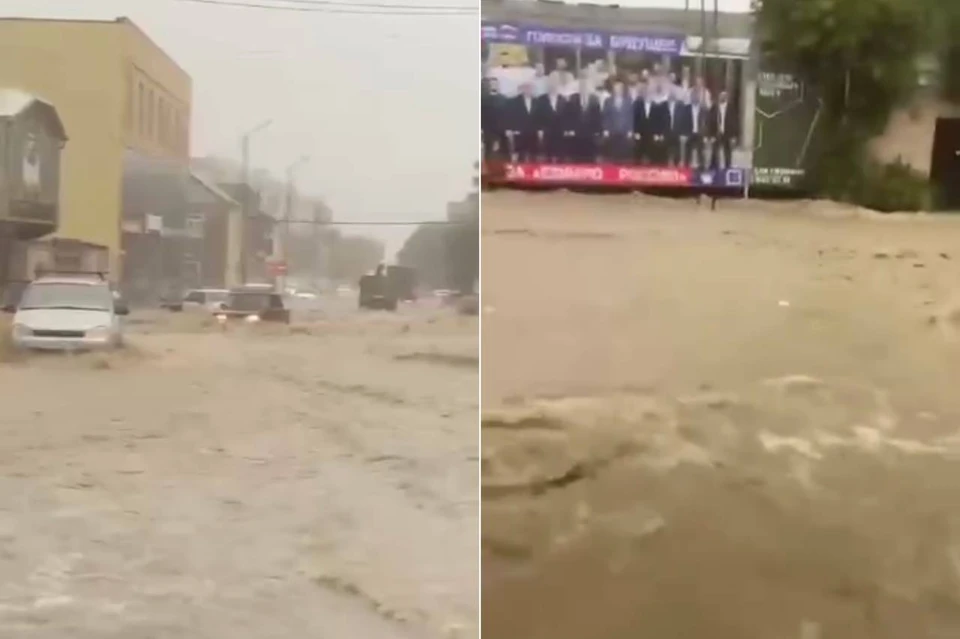 Днем 10 сентября в городе прошел мощный ливень, затопивший сразу несколько центральных улиц. Фото: соцсети