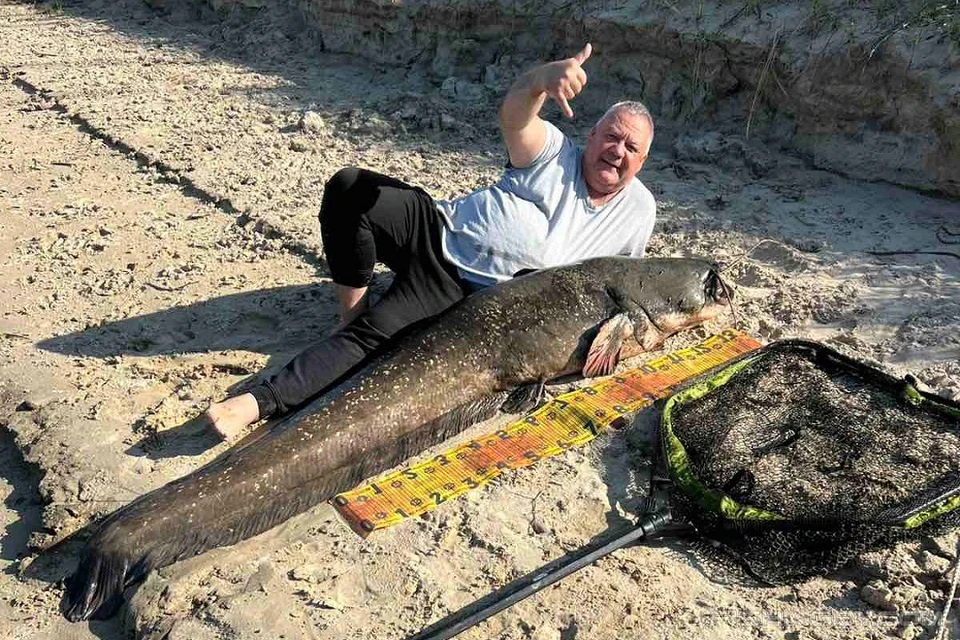 Минчанин поймал гигантского сома на Припяти. Фото: с сайта fishingby.com.