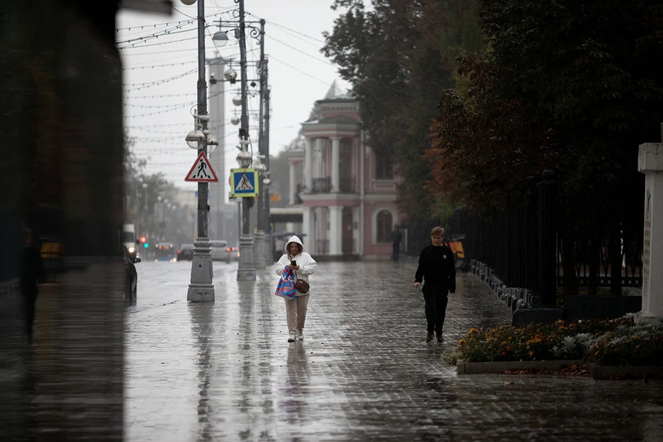 Улица Советская под осенним дождём