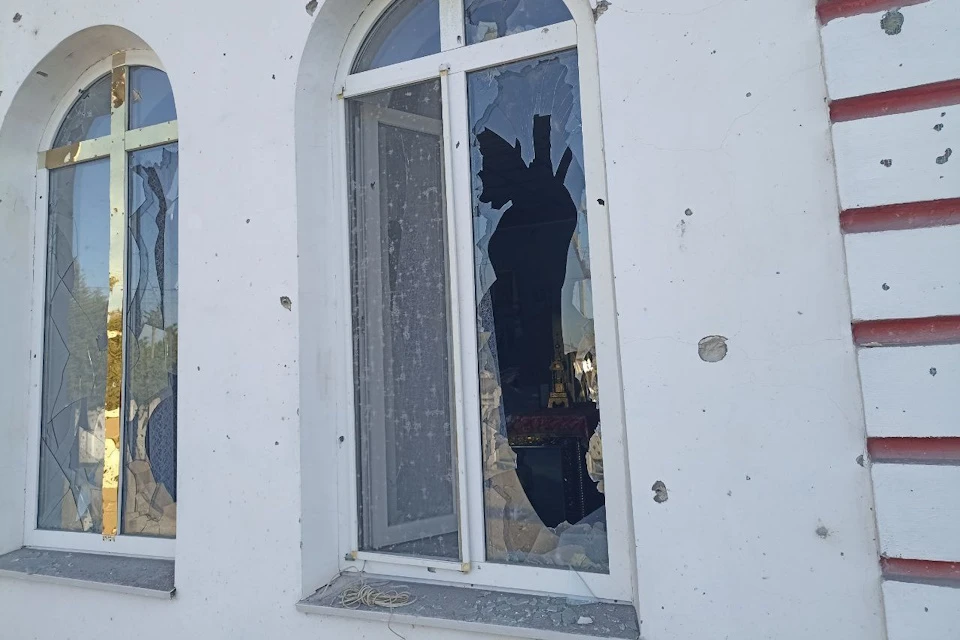 Беспилотник ВСУ атаковал храм святого великомученика Димитрия Солунского Фото: ТГ-канал Владимира Сальдо