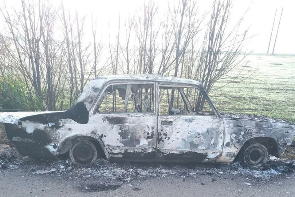 Люди заживо сгорели в машине после удара ВСУ Фото: ТГ-канал Владимира Сальдо