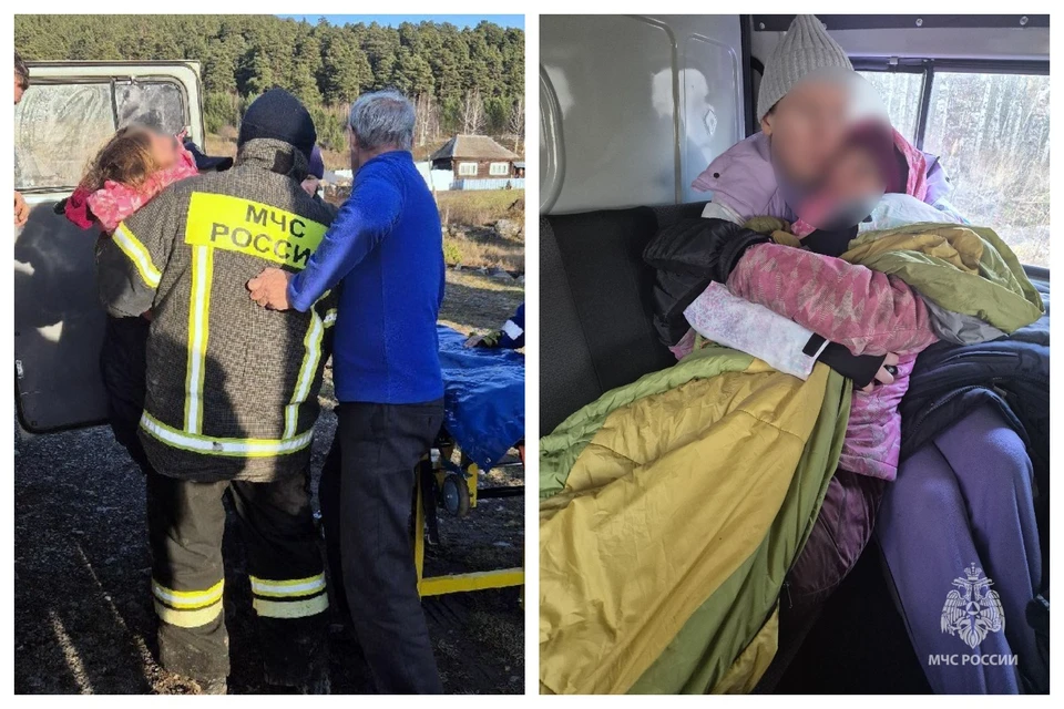 Полину отвезли в больницу. Фото: пресс-служба МЧС по Челябинской области, пресс-служба МЧС по Республике Башкортостан.