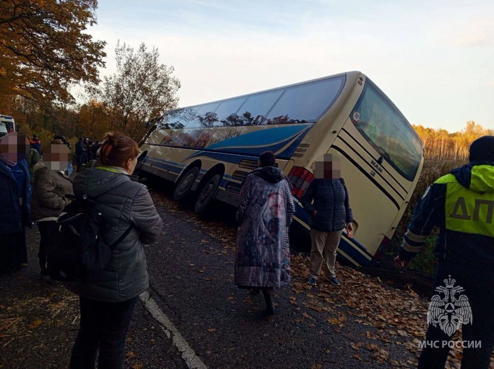 Автобус съехал в кювет недалеко от поселка Изобильное Полесского муниципального округа.