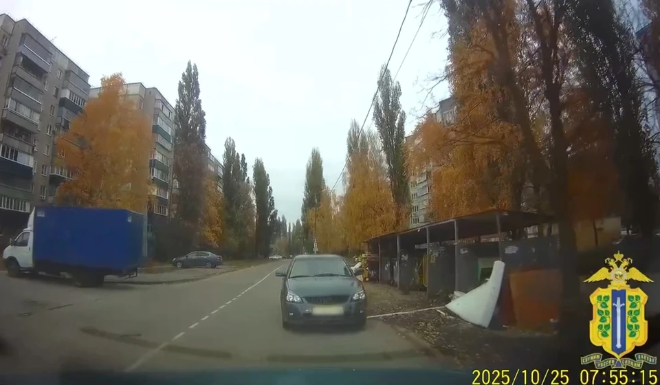 Складывается впечатление, что мужчина таким образом решил припарковаться. Скриншот видеозаписи, предоставленной УМВД России по Липецкой области.