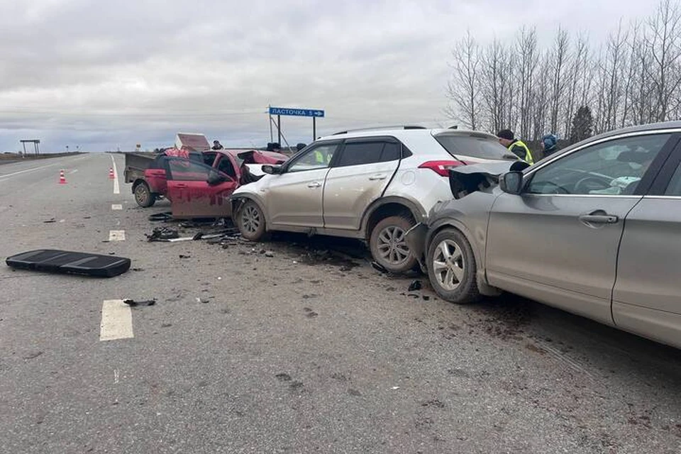 Массовое ДТП в Глазовском районе. Фото: Госавтоинспекция Удмуртии