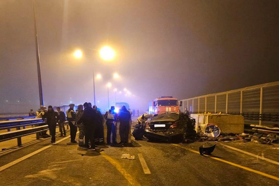 На Крымском мосту произошло смертельное ДТП. Фото: МВД Крым.